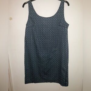 Joe Fresh Navy Midi Dress with Green Grid
